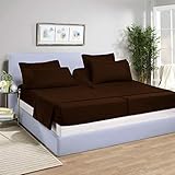 Split Sheet Set (5Pc) Split California King Sheets for Adjustable Beds 100% Egyptian Cotton 800 Thread Count Split California King Sheet Set, 15' Deep Pocket Adjustable Bed Sheets, Chocolate S