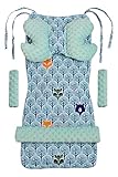 Universal Sitzauflage Kinderwagen & Buggys Sitzeinglage Kinderwagendecke5tgl. Gurtpolster + Spielbogen Kinderwagenset MINKY Baumwolle Medi Partners (Wald mil minzer Minky)