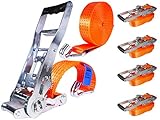 INDUSTRIE PLANET 4 Stück 5000kg 8m Spanngurte mit Ratsche Ergo Langhebelratsche Zurrgurte Ratschengurte 50mm 2500 daN
