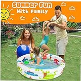 Budstfee Paddling-Pool 3-Ring-aufblasbares Baby-Schwimmbad Sommer Blow-Up-Badewannen 60x25cm weiß