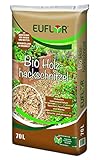 Euflor Bio Hackschnitzel 70 L Sack, natürlicher Rohstoff aus Nadelholz, zur Abdeckung von freien Flächen im Garten und auf Weg