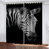 TTBBBB 3D Drucken Verdunkelungsvorhang Tierischer Zebradruck B 120 x H 140 cm Junge ​mit Mädchen Schlafzimmer Wohnzimmer Kinderzimmer - 3D Digitaldruck mit Ösen Thermo Vorhang