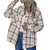 Kariertes Hemd Damen Lange Ärmel Oberteil Karohemd Bluse Gingham Shirt mit Knopleiste für Oktoberfest Karo Muster Overshirt mit Plaid Boyfriend Hemdb