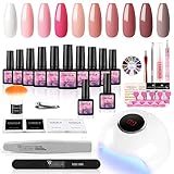 Coscelia UV Nagellack Gel Set 24W UV+LED Nagellampe Gel-Lack Starterset 10pc Soak off Nail Art Gel Polish Kit UV Gel Lacken Farbgel Nag