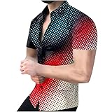 Herren Kurzarm Hemden 3D Gedrucktes Businesshemden Slim-Fit Freizeithemden Männer Revers Hemd Business Herrenhemden Große Größ