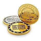 Ganzoo Poker-Button Set im Etui (Metall-Münzen), 1x Dealer Button, 1x small blind, 1x Big b