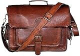 40,6 cm (16 Zoll) Vintage-Kuriertasche aus Leder für Laptop, Aktentasche, beste Computer-Schultasche, Used-Look