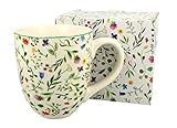 Duo Jumbotasse Becher XXL Meadow Flowers folkloristische Deko 900 ml Porzellan Trinkbecher Smoothie Becher Geschenk Büro Tasse für Kaffee Teetasse Cappuccino Kaffeebecher Jumbo-Tasse Riesentasse XXXL