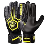 Sportout Torwarthandschuhe mit Fingersave, Fußballhandschuhe, Torwarthandschuhe Herren, 4mm Latex, für Kinder, Erwachsene und Jugendliche (Yellow, 8)