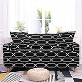 Elastische Sofabezug,Schwarze Linien 1/2/3/4 Sofa Überwürfe Sofabezug für Ecksofa für Sektionssofa, Stretch Sofa Überzug, Elastische Sofa Abdeckung Couch Schonbezug 1 S