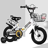 ASDF Kinderfahrrad - Fahrräder Indoor Heimtrainer Kinder Faltrad Kinder Outdoor Mountainbike Jungen und Mädchen Fahren das Dreirad Fahrrad als Geschenk für Kinder (Farbe: Weiß, Größe: 12 Zoll) YG