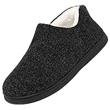 Mishansha Herren Memory Foam Plüsch Pantoffeln Damen Winter Wärme Hausschuhe Unisex Weiche Komfort für Drinnen und Draußen Slippers Herbst und Winter, Schwarz 46