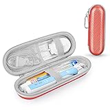 Reiseetui Zahnbürste Elektrische für Braun Oral B/Oral-B Pro Electric Toothbrush mit Zubehör Aufbewahrung, Tragbare Hartschalen Reise-etui (Coral Red)