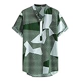 Poachers Hemd für Herren, kurzärmelig, Hawaii, Herren, 3D, Bedruckt, Hemd, bunt, Blumenmotiv, Casual, Jungen, Hemd, Hemd, Knopfleiste, Strandhemd, T-Shirt, Größe M - XXL Gr. XL, grü