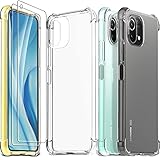 Ferilinso für Xiaomi Mi 11 Lite 4G / 5G / 5G NE Hülle + 2 Stück Panzerglas Schutzfolie [Transparent Silikon Handy Hüllen] [Stoßfest Kratzfest ] [Shock Absorption Schutzhülle]