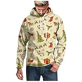 Yiartion Weihnachten Kapuzenpullover Herren Pullover Mit Kapuze Lustig Weihnachtsmotiv Bedrucktes Hoodie Warm Winterpullover Kapuzensweatshirt Weihnachtspulli Party Festliche Geschenk