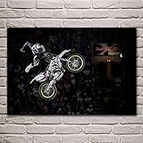CXArtprint Leinwanddruck Extremes Motorrad Motorradsport Motocross das Wandbild Home Wohnzimmer Dekoration für Schlafzimmer 60x80cm kein R