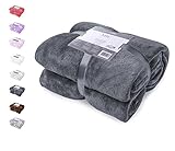 DecoKing Kuscheldecke 220x240 cm grau Decke Microfaser Tagesdecke Fleece weich sanft kuschelig anthrazit Graphit Grey dimgray Charcoal M