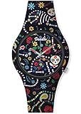 Doodle Watch Damenuhr Santa Muerte Mood Tattoouhr Kunst Blumen Schwarz DO35014