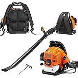 Stakmann Laubbläser mit Rucksack, 2-Takt-Doppelmotor, 52 cc, 1,5 kW, 7000 U/min, Tank 1,7 l, mit gepolsterten Schultergurten, verstellbar, ergonomischer Griff für Wartung im Garten und im Außenb
