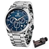 BENYAR Mode Herren Quarz Chronograph Wasserdicht Edelstahl 30M wasserdichte Uhren Business Casual Sport Design Armbanduhr für H