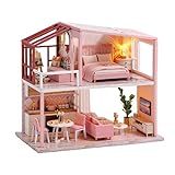 YO-HAPPY Architektur Modellbau Kits Puppenhaus mit Möbel LED Miniatur H