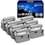 Uniwork Kompatibles Etikettenband Ersatz für Brother P-Touch M231 MK231 M-K231 zu verwenden mit Ptouch PT-M95 PT-90 PT80 PT70 PT-65 PT85, 12 mm x 8 m, Schwarz auf Weiß, 7 Stück