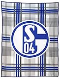 FC Schalke 04 Fleecedecke mit Logo auf Karomuster in 150x200cm aus 100% Poly