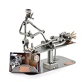 Steelman24 I Schraubenmännchen Physiotherapeut mit Visitenkartenhalter I Made in Germany I Handarbeit I Geschenkidee I Stahlfigur I Metallfigur I M