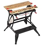 Black+Decker flexible Werkbank WM825 mit großer Arbeitsfläche – Exaktes Arbeiten dank Gradeinteilung und Orientierungslinien – Bis 250 kg belastbar – Maße (Arbeitsfläche): 74,0 x 25,0