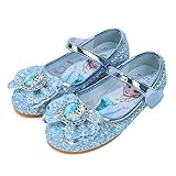 FStory&Winyee Mädchen Prinzessin Schuhe Kinder ELSA Sandalen Partei Glitzer Kristall Schuhe Mädchen Kostüm Zubehör Karneval Verkleidung Party Aufführung Fasching Tanzball, Blau, 26 EU