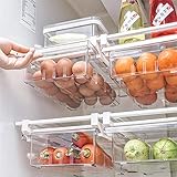 Kühlschrank Organizer Schublade Ausziehbar Transparent Lagerplatzbehälter mit Einstellbar Gleitschiene Ohne BPA Organizer Box für Pantry Freezer 1 Fach / 4 Fächer / 8 F