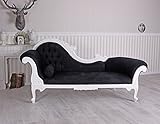 Sofa Recamiere Weiss schwarz Chaiselongue Sofa Antik Ottomane Samt Polstersofa mar073W Palazzo Exk