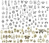 150 PCS Gemischte Charms Silber,Schmuckanhänger zum Basteln,Ohrringe Selber Machen Perlen,Charm Armband Selber Machen,Charm Anhänger Schmuck Basteln,Schmuckherstellung Set,Diy Basteln M