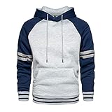 LBL Leading the Better Life Herren Hoodie Langarm Kapuzenpullover Farbblock Sweatshirt Regular Fit Kapuzenjacke mit Fleece Gefütterte für Winter DunkelBlau L