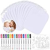 14PCS Lätzchen Bemalen,14 bunten Textilstiften und 4 Schablonen,Bemalen Kinderlätzchen,Baby LätzchenBaby Lätzchen Zum Bemalen ​Lätzchen,Lätzchen,Wasserdicht Lätzchen Baby