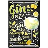 schilderkreis24 – Blechschild Cocktail Rezept “Gin Fizz“ Deko Bar Küche Kneipe Pub Theke Geschenk Geschenkidee Geburtstag Weihnachten Alkohol Longdrink Tonic Spirituosen Trinker 20x30