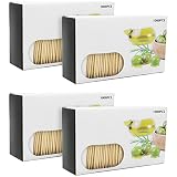 com-four® 4000x Zahnstocher aus Holz - Zahnhölzer für den täglichen Gebrauch - Toothpicks in Spenderbox - hölzerne Zahnstecher - 6,3 cm (4000 Stück - Set6)