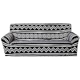WXQY Sofabezug für Wohnzimmer, verschleißfester weißer Blattmusterdruck Rutschfester Sofabezug Couchbezug A6 3 S