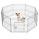 Yaheetech 8-TLG Welpenlaufstall Laufgitter Freilaufgehege Welpenzaun für Hund Katze Welpe Kaninchen mit Tür je Panel ca. 61 x 61
