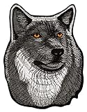 Patch Wolf Kopf Groß Backpatch Rückenaufnäher Aufnäher Bügelbild XXL Größe 17,8 x 23,0