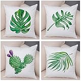 Dekorativ Kissenbezug Grüne Pflanze Outdoor Deko Kissenbezüge Samt Soft Kissen 55x55cm für Innen,Zuhause,Büro,Couch,Schlafzimmer,Auto,Winterurlaub Dekor Geschenk Pillowcase,22x22