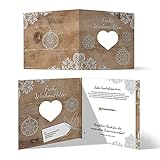 10 x Lasergeschnittene Weihnachtskarten Firmen Geschäftlich Business Grußkarten Weihnachten - Rustikal mit Log