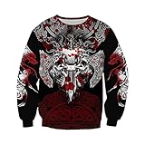Viking Odin Gods Twilight 3D Gedruckter Kapuzenpullover Neuheit Herren Reißverschluss Hoodie Street Fashion Jacke T-Shirt,Sweater,S
