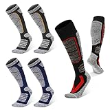 Funkprofi Skisocken Damen Herren 3 Paar Kompressionsstrümpfe Sport Kompressionssocken Wintersocken Compression Socks Dicke Verstärkte Skistrümpfe Kniestrümpfe für Outdoor,Wintersport,Snowboard,Sk