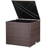 Casaria Polyrattan XXL Auflagenbox 318 L mit Deckel 75x75x70cm Wasserdicht Gasdruckfeder Garten Kissenbox Gartenbox B