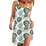 Zilosconcy Strandkleid Damen Sommer Mischfarbe Drucken Tank Kleid Schultern Kleider Strandkleider Für Damen Sommerkleid Damen Lang Boho Partykleid Frauen Casual Lange Partykleider Cocktailk