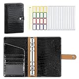 MoKo 6 Löcher Binder Notizbuch, A6 PU Leder Loseblatt Notizbuch Krokodilmuster Binder Notebook mit 6 Stück Binder Taschen Kartenhalter Etikettenaufklebern Ringbuchordner für Büro Schule - Schw