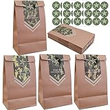 Qpout 24 Stück Camouflage-Bonbontüten mit 36 Aufklebern, Braune Militärthema-Geburtstagsfeier-Plätzchen-Taschen, für Jungen Kinder Geburtstag Held/Camouflage Themenparty Mitgeb