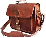 JAALD 40 cm echt Leder Laptoptasche Umhängetasche Schultertasche Kuriertasche FahrradTasche Schultasche Wasserdicht Vintage Herren Damen Geschenk XL Leather Messenger Bag